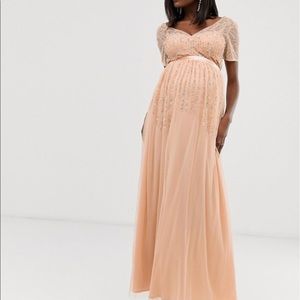 ASOS Maternity sequin maxi dress peach